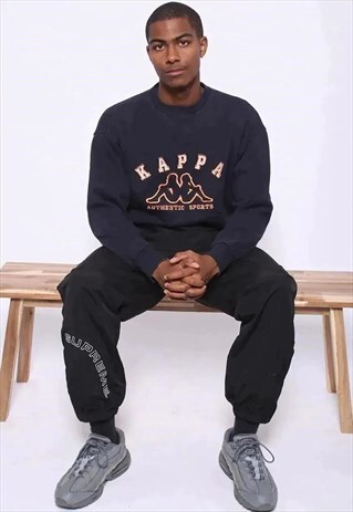 VINTAGE KAPPA EMBROIDERED LOGO SWEATSHIRT BLUE