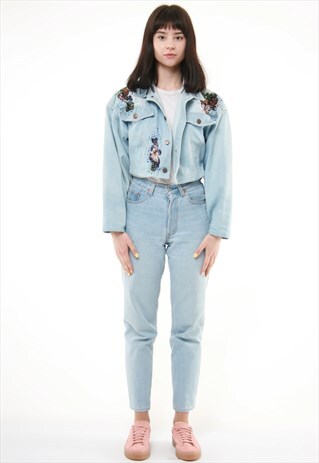 90S VINTAGE REWORK BEADS DENIM JACKET 749