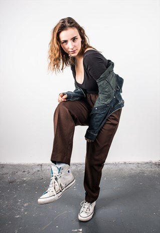 VINTAGE 1990S BROWN HIGH-WAISTED TROUSERS