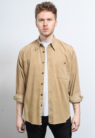 VINTAGE CORDUROY CORD SHIRT BROWN