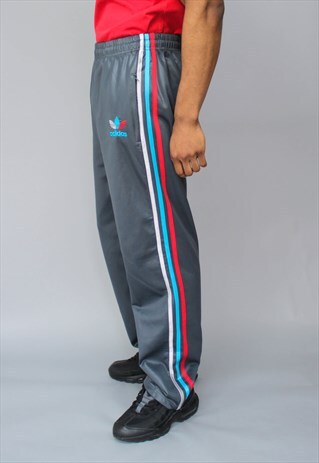 VINTAGE ADIDAS GREY TRACK LOGO JOGGING PANTS