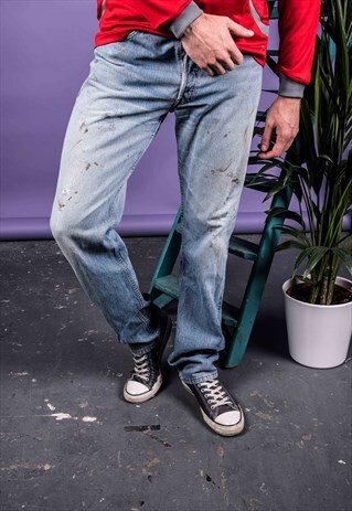 VINTAGE LEVI'S 501 BLUE PAINT JEANS