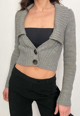 vintage gray cropped cardigan sweater