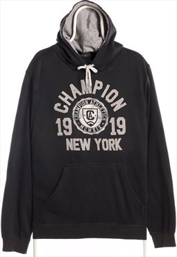 Champion 90's Spellout College Hoodie XLarge Black