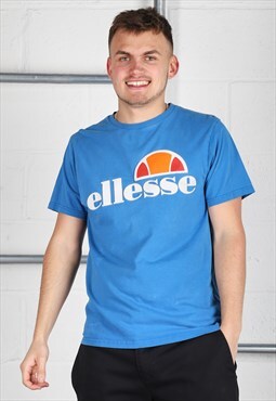 Vintage Ellesse T-Shirt in Blue Short Sleeve Tee Medium