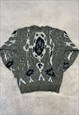 VINTAGE KNITTED JUMPER ABSTRACT PATTERNED KNIT SWEATER