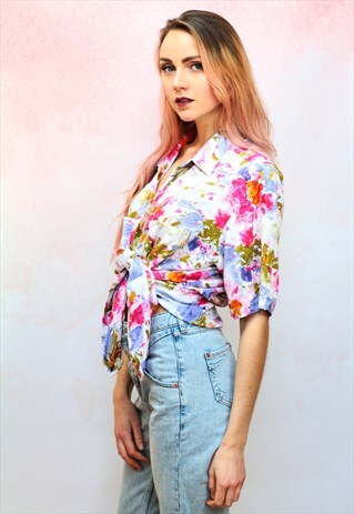 1990S VINTAGE MULTI COLOURED PRINT VISCOSE SHIRT