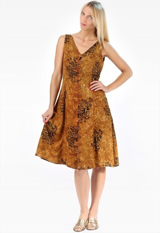 VINTAGE SUNDRESS BAMBOO PRINT COTTON