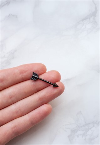 BLACK STEEL ARROW NIPPLE EAR BROW BAR BODY JEWELRY