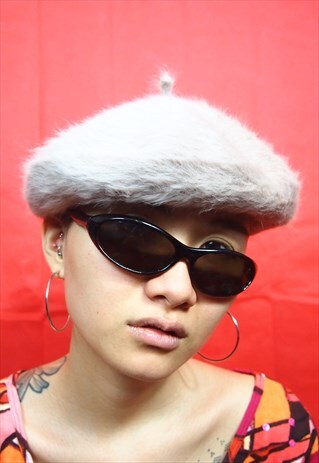 NUDE PINK BEADED WOOL BERET