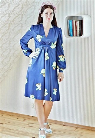 VINTAGE BLUE FLORAL DRESS