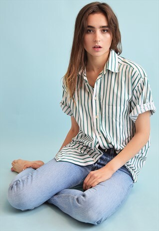 90'S RETRO GANT STRIPED FESTIVAL OVERSIZED BOYFRIENDS BLOUSE