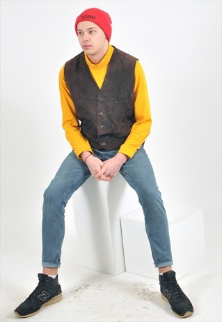 VINTAGE SUEDE LEATHER VEST IN BROWN