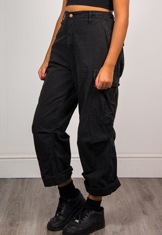CARHARTT VINTAGE 90'S BLACK HIGH WAIST CARGO TROUSERS
