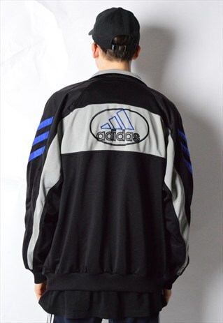 VINTAGE 90S BLACK EMBROIDERED ADIDAS TRACK JACKET