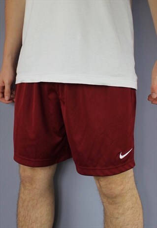VINTAGE NIKE SHORTS IN BURGUNDY/RED WITH EMBROIDERED LOGO AN