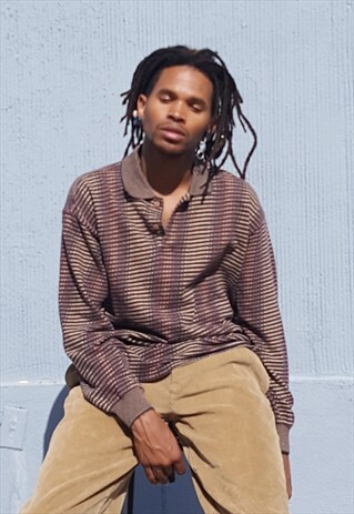 90S FESTIVAL LUXURY SOFT GEOMETRIC PATTERN POLO MEDIUM