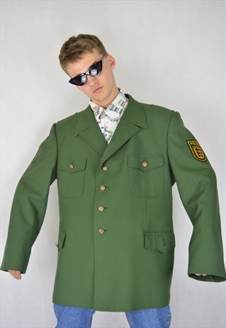 VINTAGE GREEN CLASSIC POLICE SUIT RAVE BLAZER