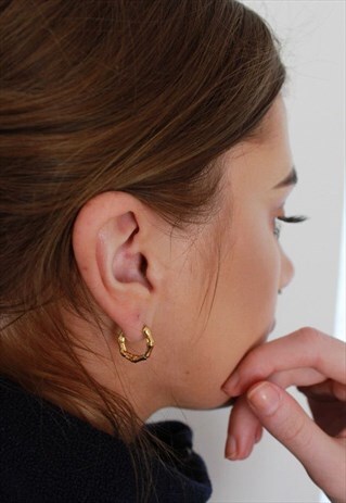 24K GOLD FILLED BAMBOO MINI HOOPS