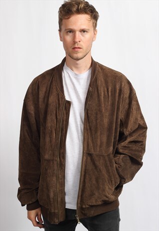 VINTAGE SUEDE OVERSIZED BOMBER JACKET