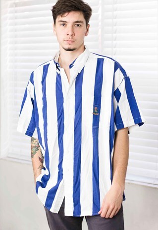 VINTAGE CHAPS RALPH LAUREN REGATTA STRIPED SHIRT LOGO XL 8.9