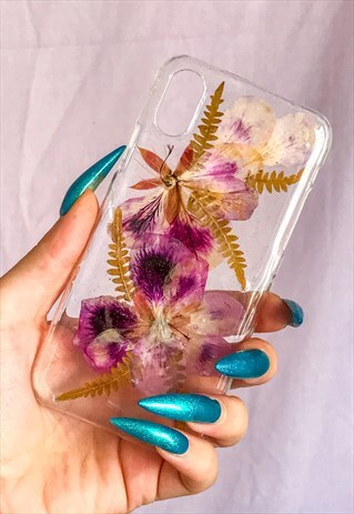 iPhone X and XS Pressed Flowers Clear Cover