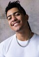 HEAVYWEIGHT STEEL SILVER FINISH CURB NECK CHAIN NECKLACE