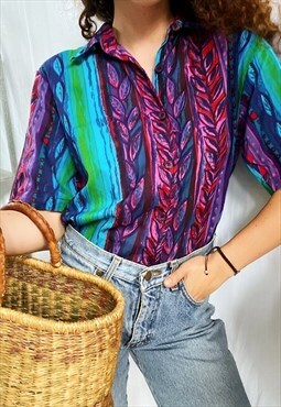 Vintage 90s Boho hippie print Boheme blouse top