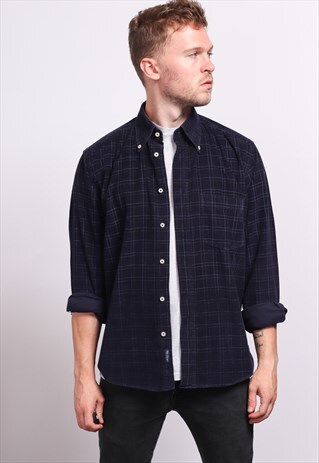 VINTAGE CORDUROY CORD SHIRT BLUE