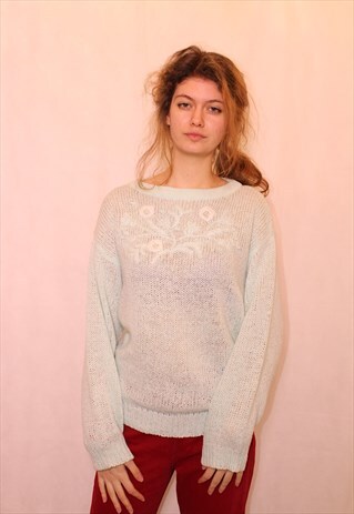 80S PALE GREEN BEADED JUMPER
