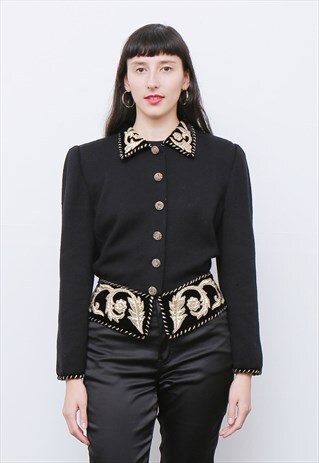 RARE VINTAGE 80'S GOLD BEADED TROPHY JACKET CARDIGAN