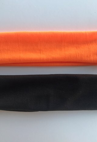 BLACK AND ORANGE COTTON HEADBAND BUNDLE