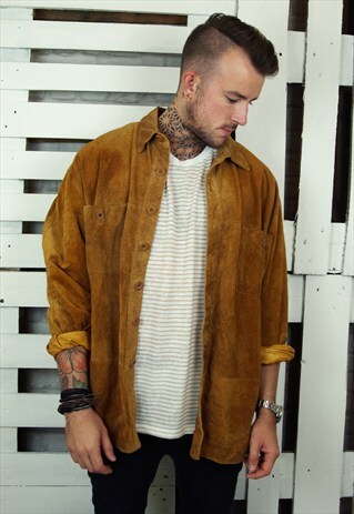 TAN SUEDE LONG SLEEVED SHIRT/LIGHT JACKET
