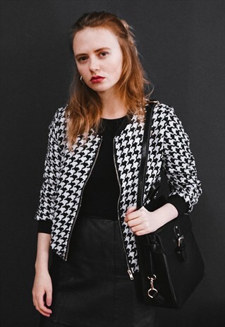 HOUNDSTOOTH BOMBER JACKET