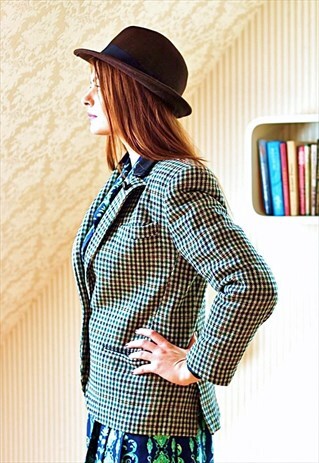 GREEN CHECKED VINTAGE JACKET