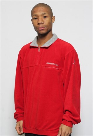 VINTAGE NORTH SAILS 1/4 ZIP FLEECE RED