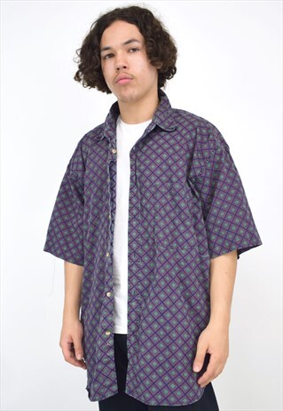 VINTAGE 90'S KNIGHTSBRIDGE PURPLE, BLUE & GREEN SHIRT