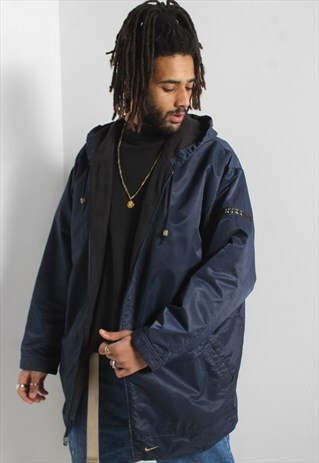 Vintage Nike Reversible Fleece Lined Coat Jacket - Blue - BK