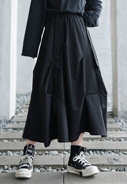 Black ASYMMETRICAL A line Skirt