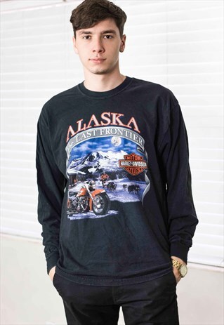 VINTAGE ALASKA HARLEY-DAVIDSON T-SHIRT LOGO 90S L 11.8