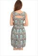 RETRO MANNEQUIN PRINT  CUT OUT BACK DRESS