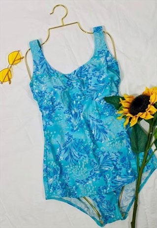VINTAGE 90'S ABSTRACT PATTERNED BRIGHT LOW BACK SWIMSUIT
