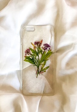 Glitter iPhone 6/6s Plus Dried Flower Case/ Pressed Flowers