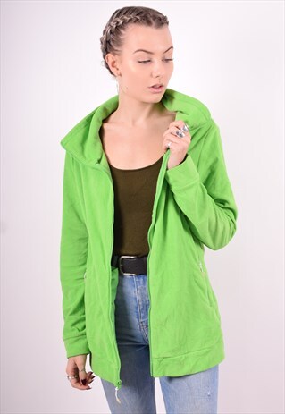 ADIDAS WOMENS VINTAGE FLEECE JACKET LARGE GREEN 90'S