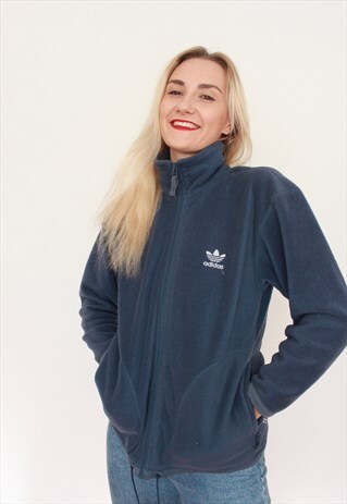 VINTAGE 90S ADIDAS FULL ZIP THROUGH FLEECE JACKET