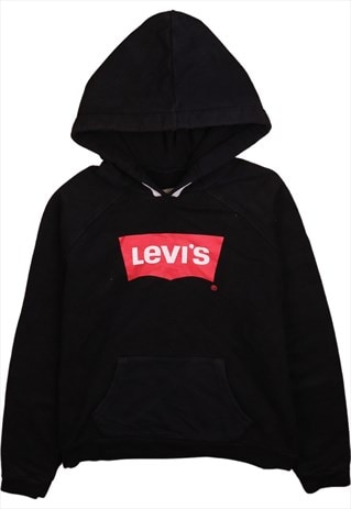 Vintage 90's Levi's Hoodie Spellout Pullover Black Medium