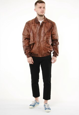 90S VINTAGE OLDSCHOOL LEATHER RARE JACKET 14116