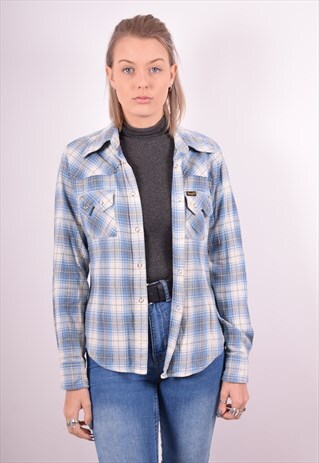 WRANGLER WOMENS VINTAGE FLANNEL SHIRT LARGE MULTI CHECK 90S