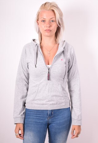 ADIDAS WOMENS VINTAGE HOODIE JUMPER SMALL GREY 90S