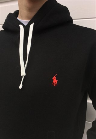 MENS POLO RALPH LAUREN HOODIE RED BLACK SWEATSHIRT BNWT